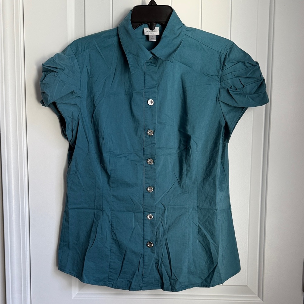 Worthington Turquoise Button-Up Blouse